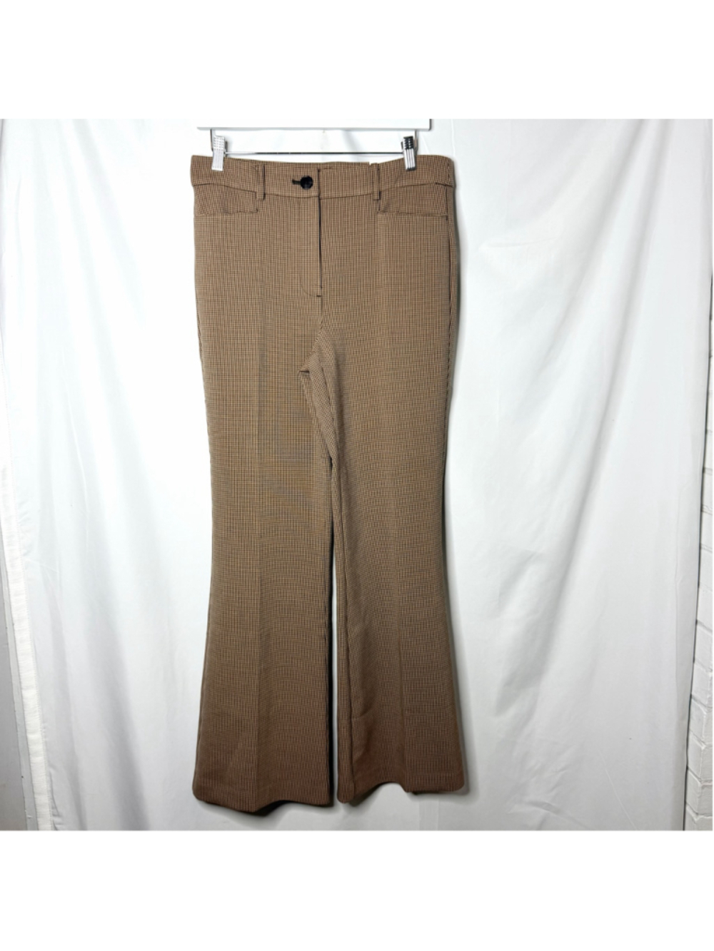 Women's LOFT The Sutton Flare Pants Size 8 Brown Black Houndstooth NEW with tags